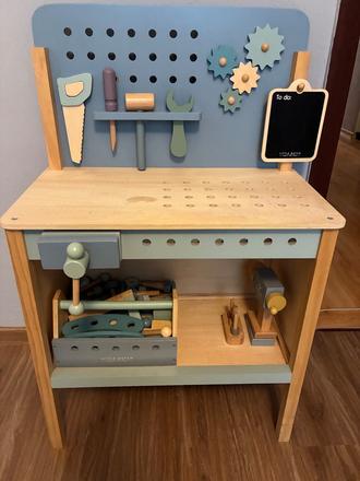 Drevený ponk little dutch + box s náradím,