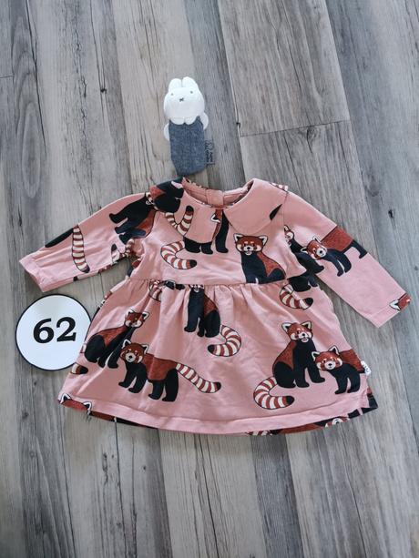 Ružové šaty s golierom s červenými pandami lindex, lindex,62