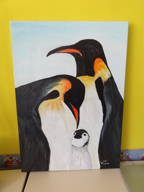 Obraz rodinka tučniakov,