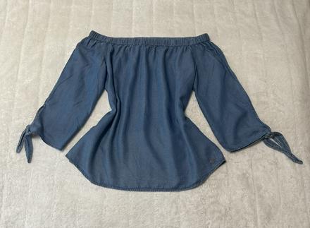 Denim blúzka s odhalenými ramenami zn. only, only,m