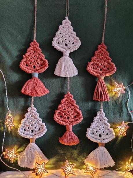 Macrame vianocne stromceky,