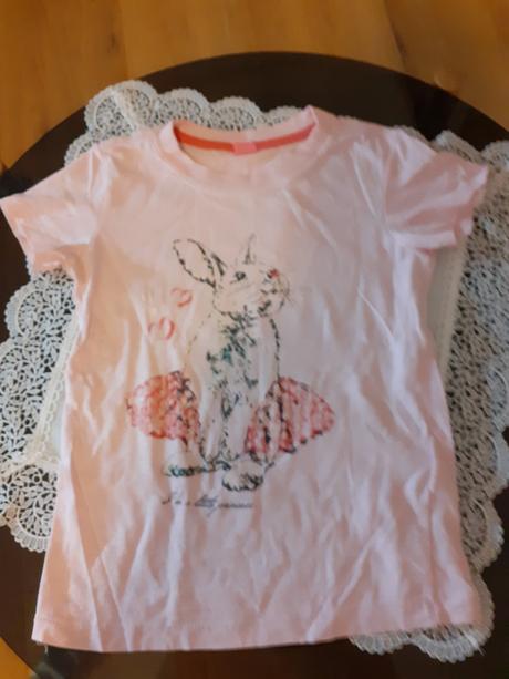 Ruzove dievcenske tricko s obrazkom zajaca, 110