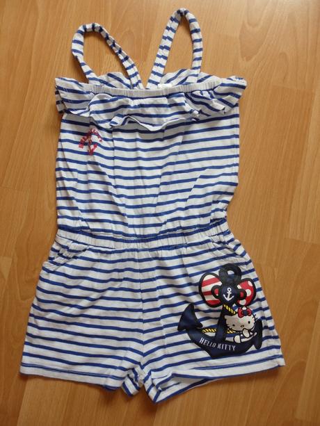 Pásikový overal veľ. 122/128, h&m,122