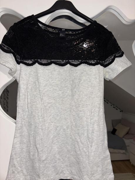 Tričko s čipkou, h&m,s