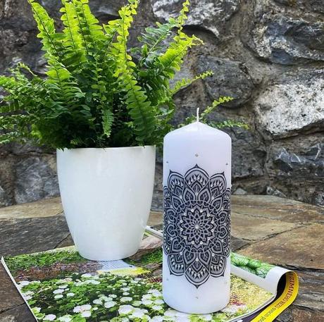 Mandala sviečka čierno - šedá, 
