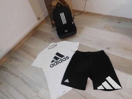 Adidas tričko, kraťasi, ruksak,, m