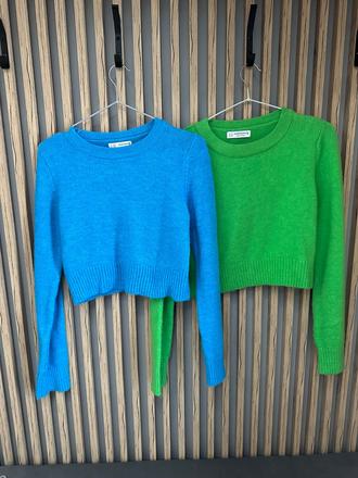 Crop modrý pulover, stradivarius,s