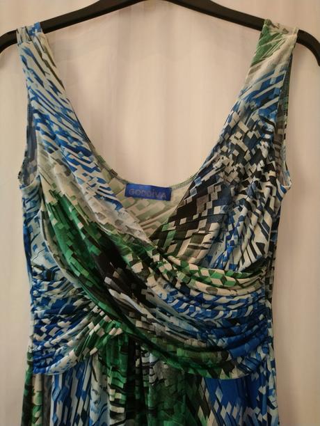 Dlhé elastické šaty s farebným vzorom, goddiva, l