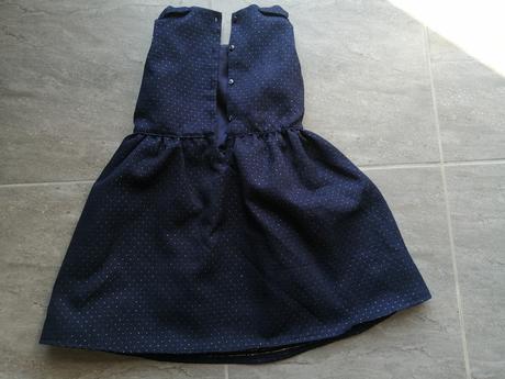 Modré šaty so zlatymi bodkami, mašle, v116, 5r, pepco,116