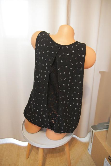 Čierny top s čipkou, m/l, m