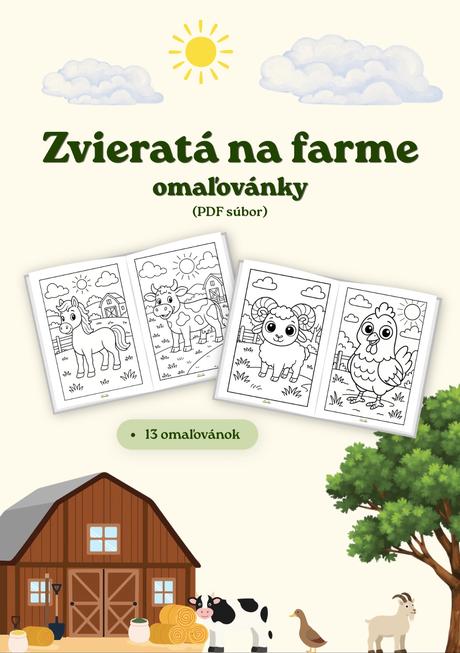 Zvieratá na farme - omaľovánky, 