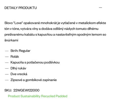 Dlhý prešívaný kabát desigual s textom v.122/128, desigual,128