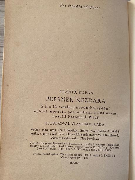 Stará kniha pepánek nezdara franta župan 1957,