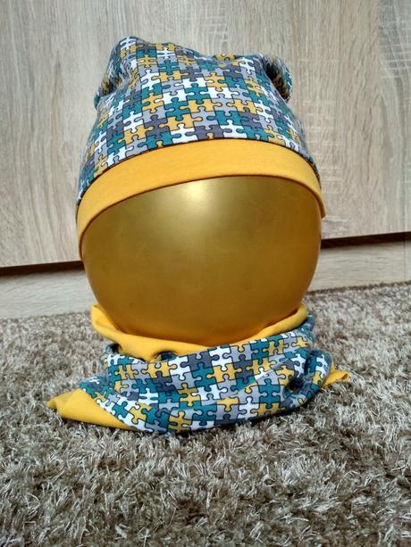 Detský set - čiapka+nákrčník - na objednávku, 104 / 110 / 116 / 122 / 128