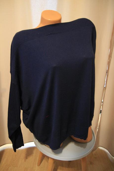 Tmavo modrý oversize sveter, l/xl, l