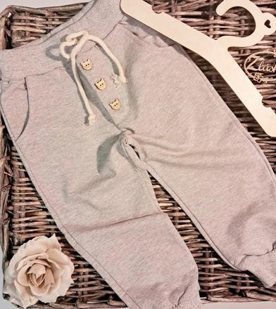 Detské bavlnené tepláky s gombíkom mačička, 80 - 170