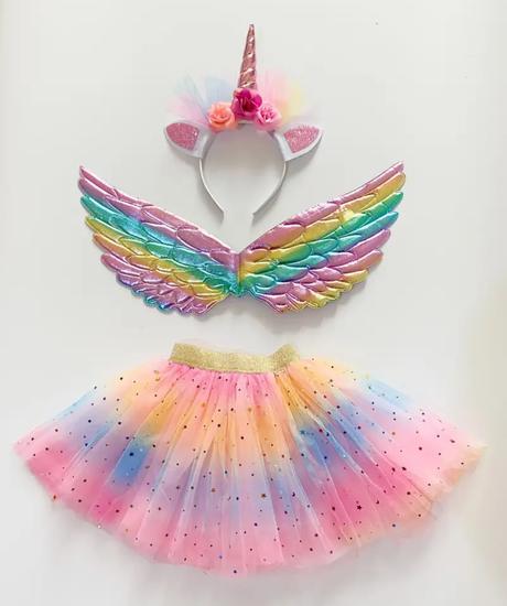 Šaty farebne jednorožec s čelenkou, 110