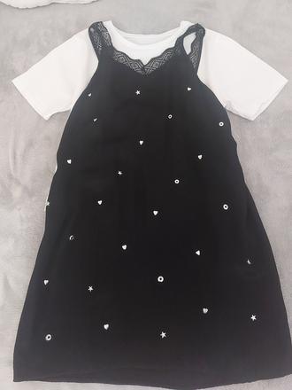 Dievčenské saténové šaty s čipkou a tričkom, reserved,146