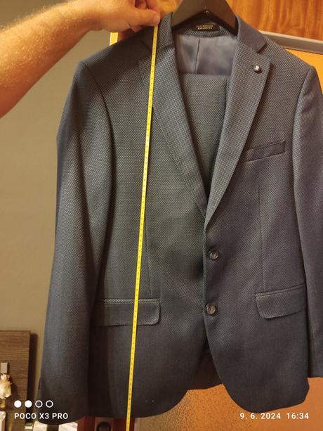 Oblek pánsky 48 modrý s ornamentom vzor novy, 48