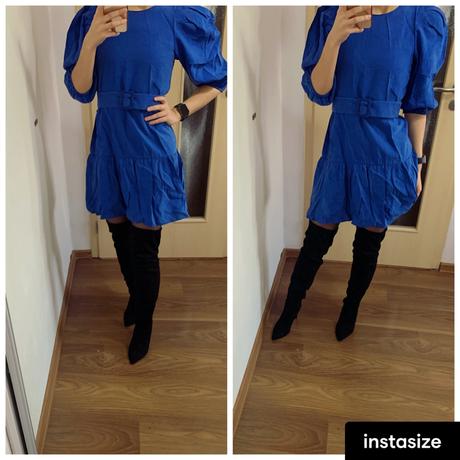 Krasne kralovsky modre saty s opaskom, zara,xs