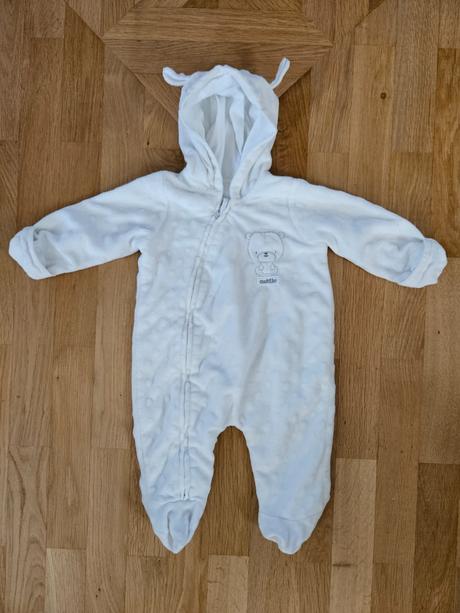Biely overal s mackom z mothercare 68, mothercare,68