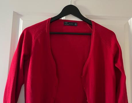 Tmavočervený svetrík na gombíky, zara, m/38, zara,m