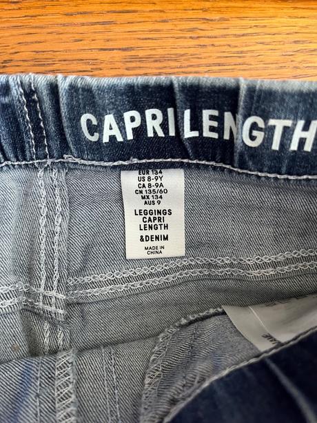 Jegginsy riflové capri trištvrťová dĺžka, h&m,128