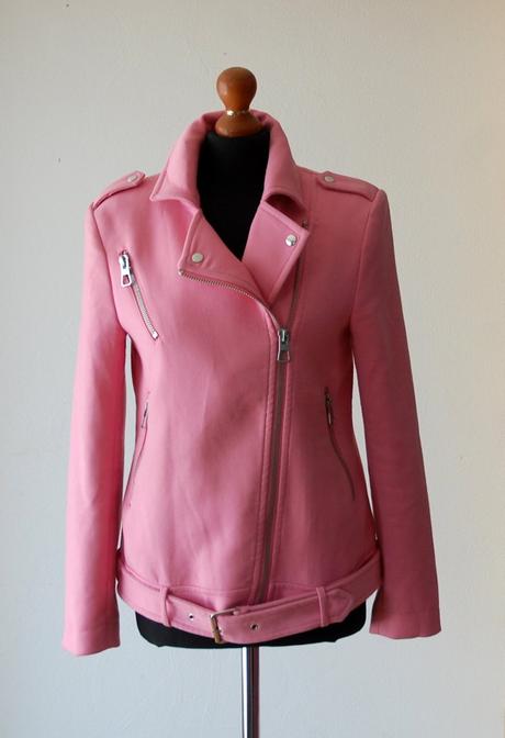Štýlová ružová motorkárska bunda (biker jacket), h&m,s