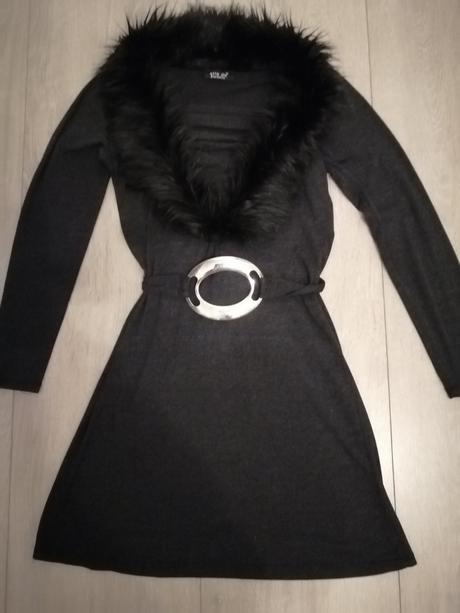 Dámske antracitovo-sivé šaty, s