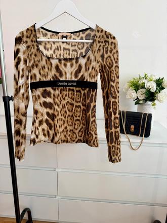 Luxusný roberto cavalli leopard top, s