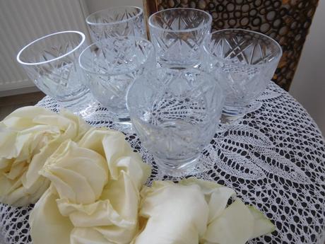 Bohémia brúsené sklo -6 kusov top top stav,, 