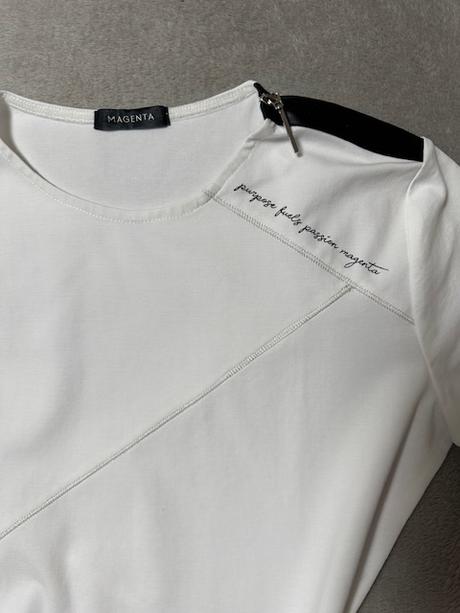 Tričko biele s čiernym zipsom na pleci zn. magenta, l / m