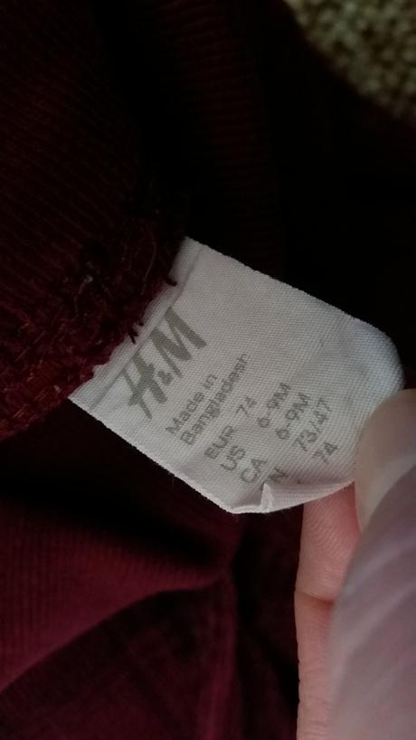 Menčestrové nohavice, h&m,74