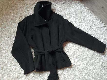 Flaušový vlnený športovo elegantný kabát nadčasový, h&m,xs
