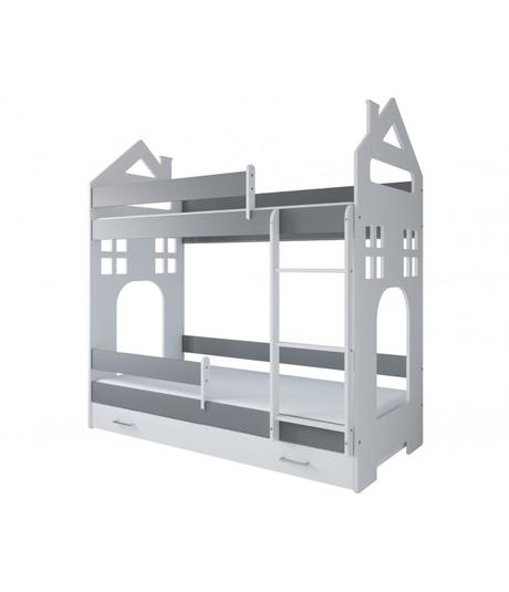 Poschodová posteľ dom ii, sivá - rozmer 180x80 cm, šírka (cm): 80,dĺžka (cm): 180