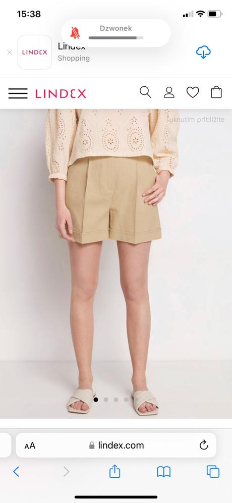 Béžové ľanové šortky so zvýšeným pásom a opaskom, lindex,m