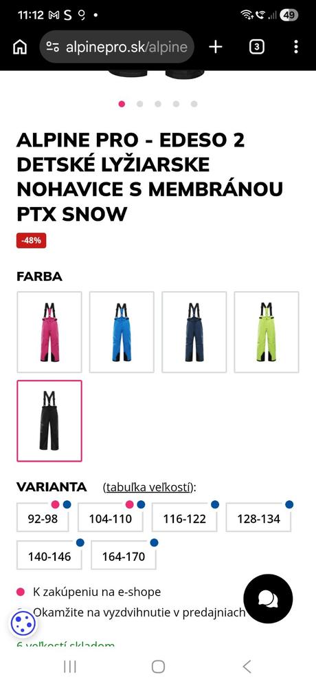 Kvalitne lyziarske nohavice, alpine pro,170