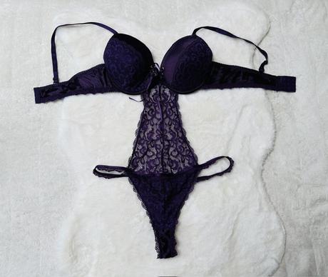 Fialové čipkované body m, 80b / m