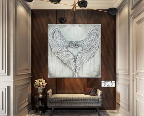 "strážne krídla-vintage" maľba, 