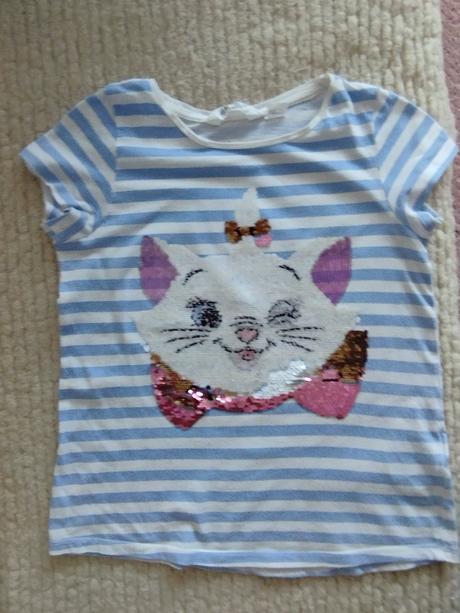 Ponúkam tričko s flitrovanou mačičkou, h&m,140