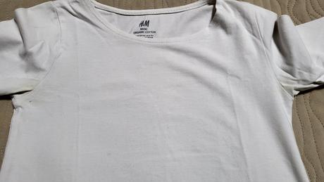 Biele tricko dlhý rukáv velk. 134/140, h&m,134