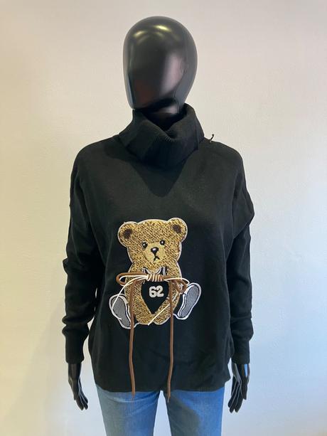 Dámsky čierny rolák so vzorom (uni), l / m / xl