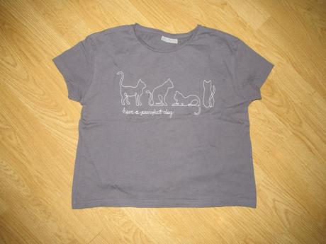 Tmavo šedé tričko s mačkami, v. 158/164, 158