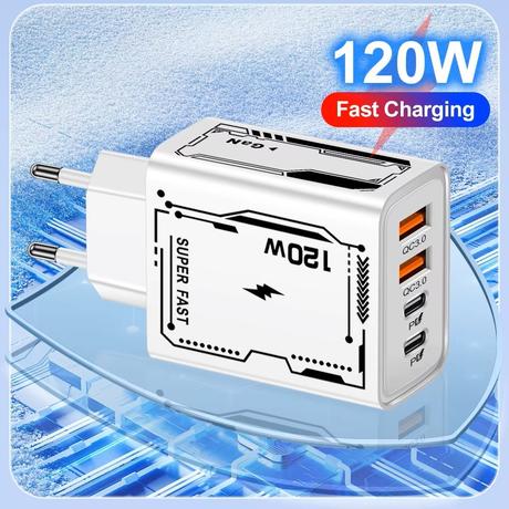 120w nabíjačka gan 4portová pd usb typu-c,