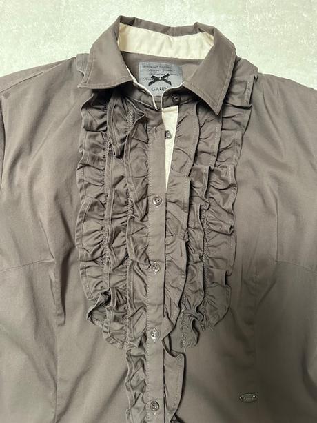 Hnedo-béžová košeľa s volánikmi zn. gaudi, gaudi,m