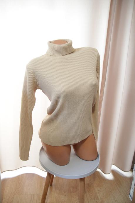 Béžový pletený rolák, m, m