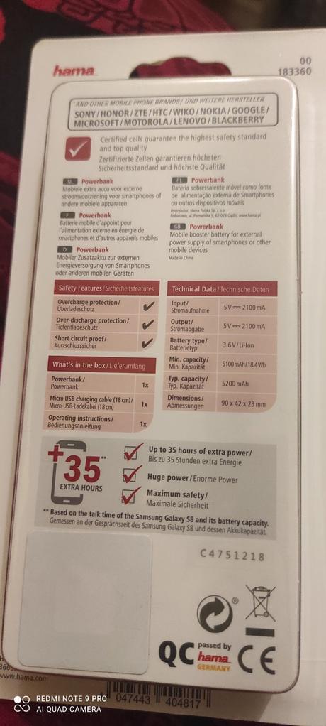 Powerbanka, hama