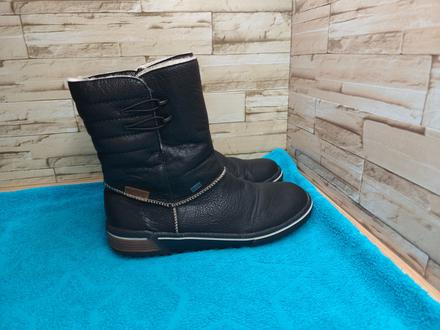 Rieker 42 - dámske kožené zateplené čierne čižmy, rieker,42