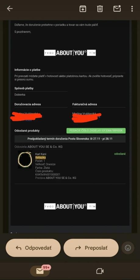 Karl kani pozlátená retiazka, 