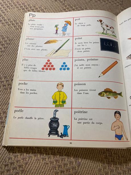 Krásny starý retro slovník učebnica francúzštiny, 